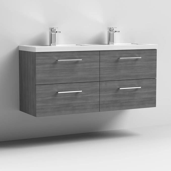 1200mm Wall Hung 4 Drawer Vanity & Double Basin (PMB424)
