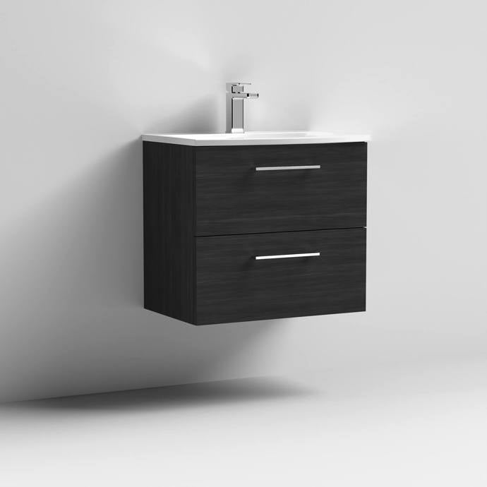 600mm Wall Hung 2 Drawer Vanity & Basin 4