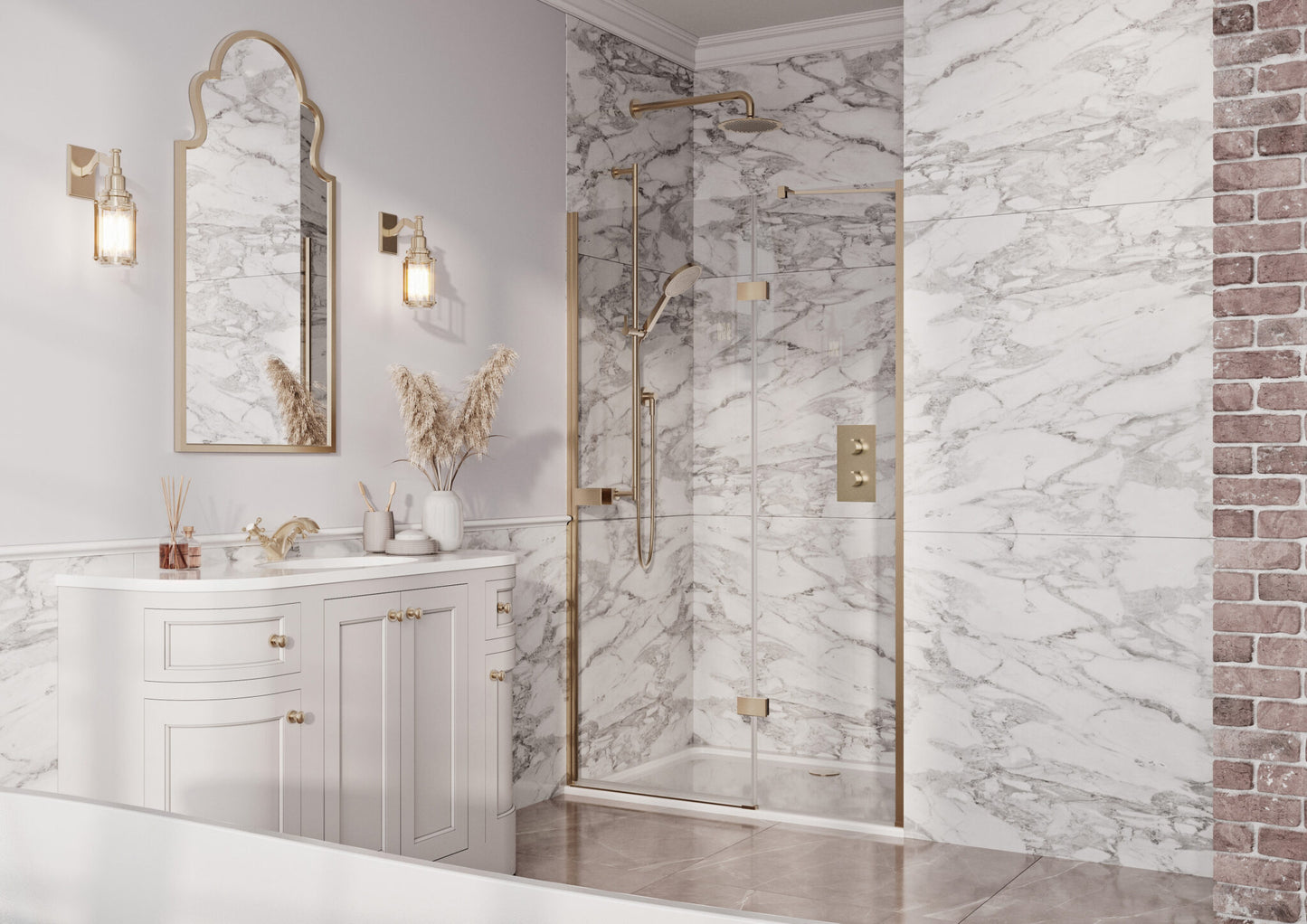 Athena Hinged Door & in-line - Brass