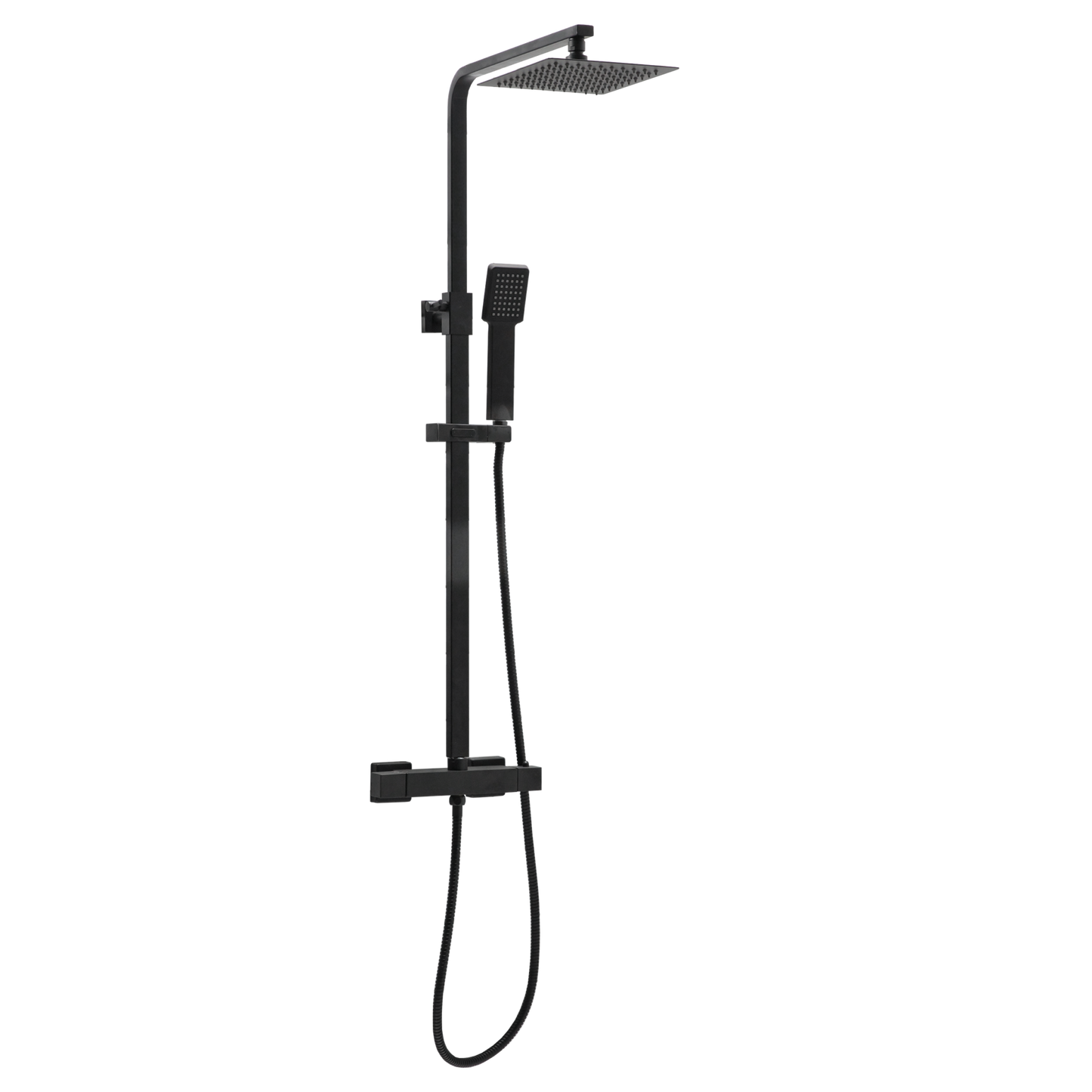 Lunar Black Square Rigid Riser Shower