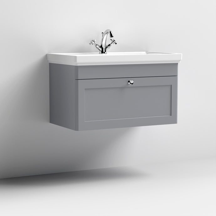 800mm Wall Hung 1-Drawer Vanity & Basin 1TH