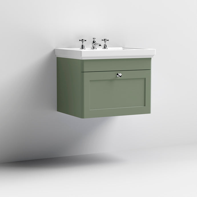 600mm Wall Hung 1-Drawer Vanity & Basin 3TH