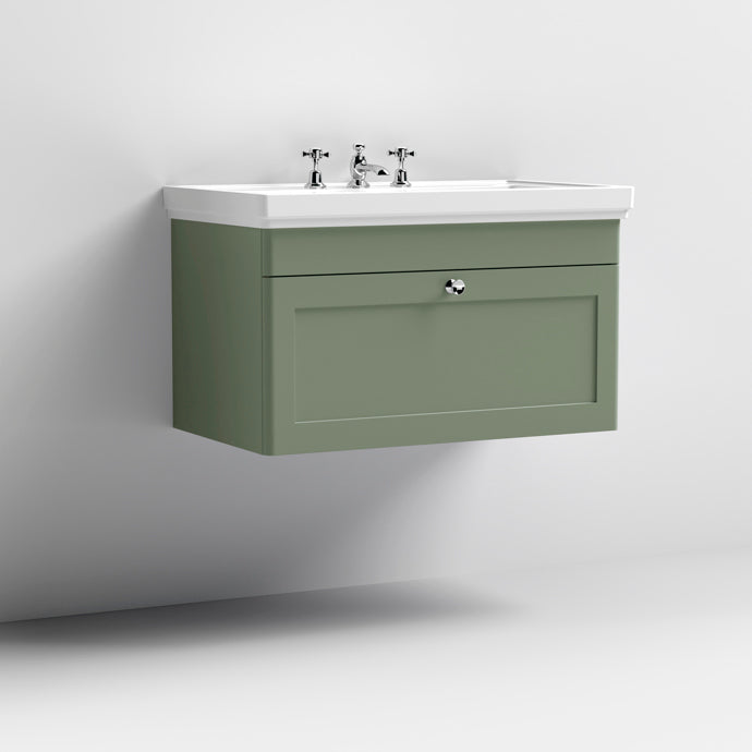 800mm Wall Hung 1-Drawer Vanity & Basin 3TH