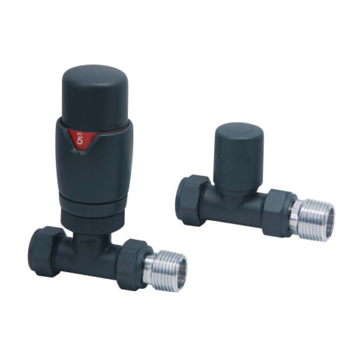 Straight Designer Pair TVR Radiator Valves
