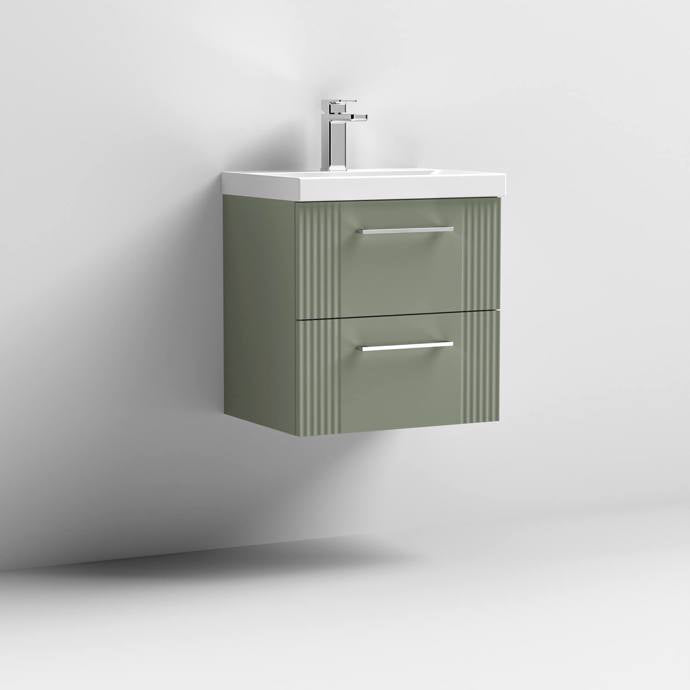500mm Wall Hung 2 Drawer Vanity With Mid-Edge Basin