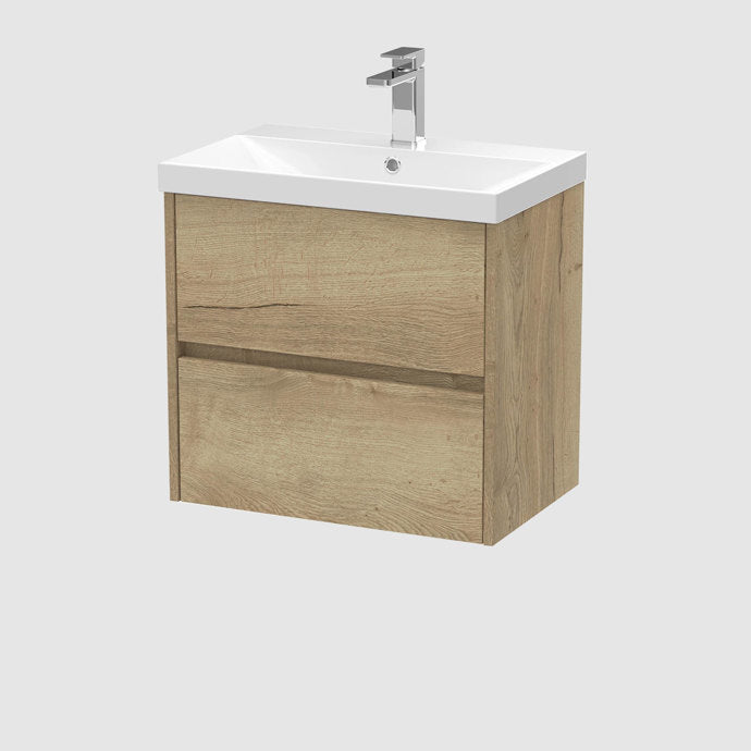 600mm Wall Hung 2-Drawer Unit & Basin 3