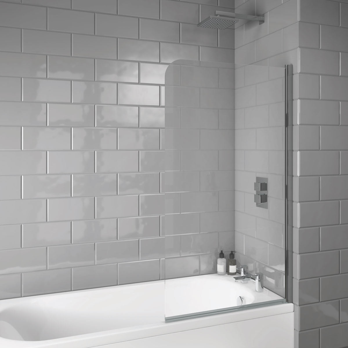 Radius Edge 6mm Thick Bath Screen -Chrome