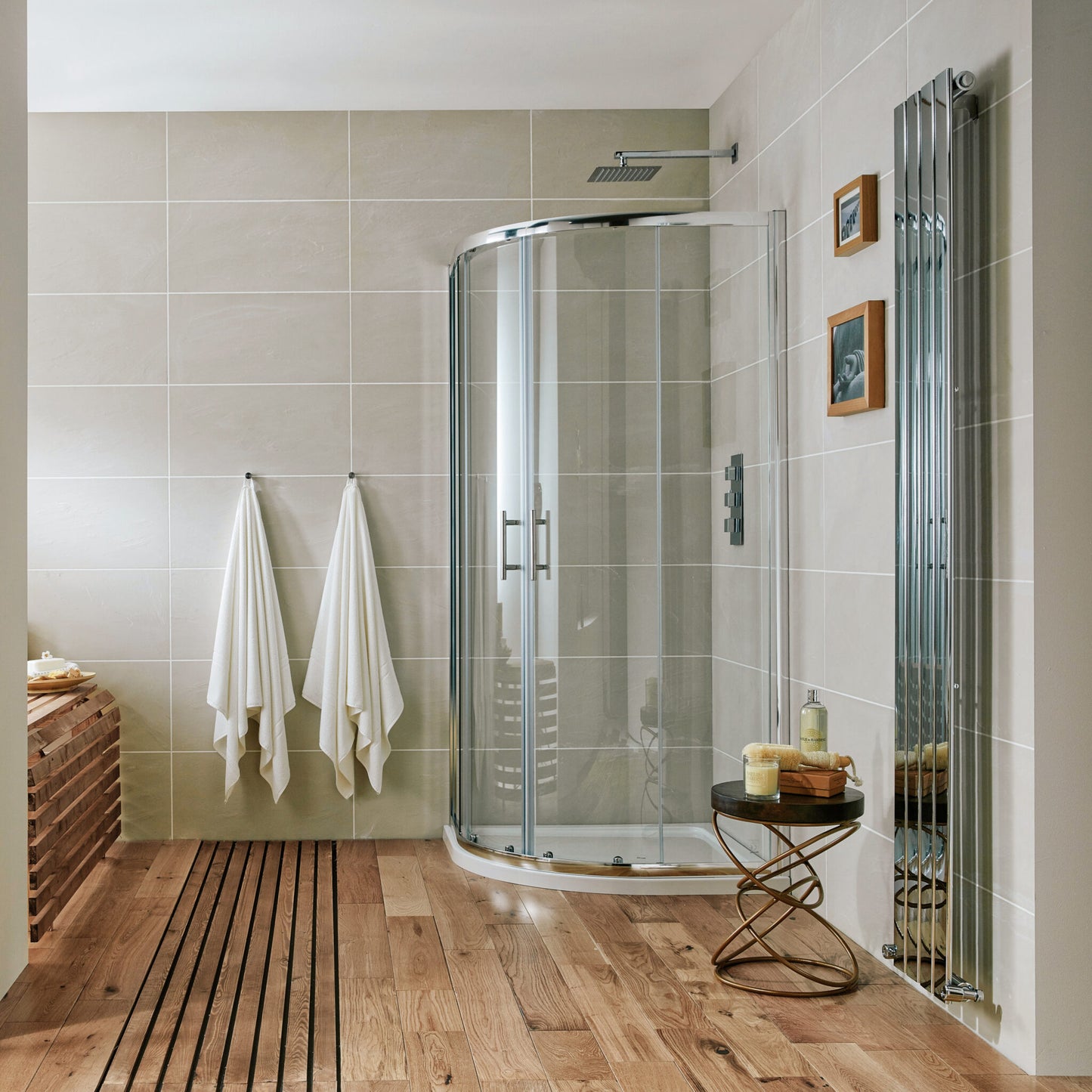 Korra Double Door Quadrant - Chrome 900x760