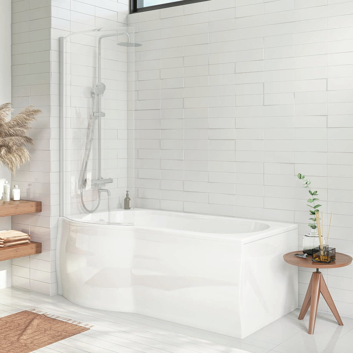 P Shape Chrome Bath Screen