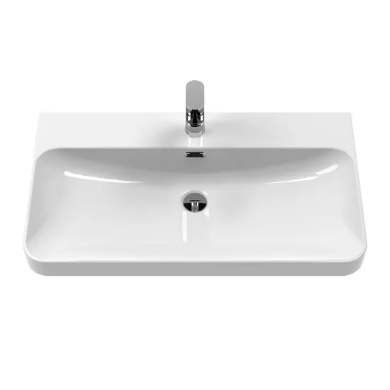 800 x 460 Curved Tap Holein-Edged Basin - 1 Tap Hole