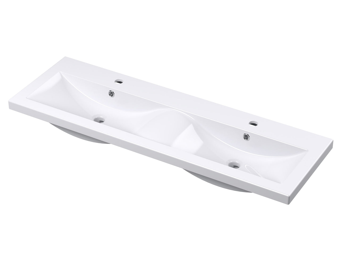 Double Ceramic Mid-Edge Basin