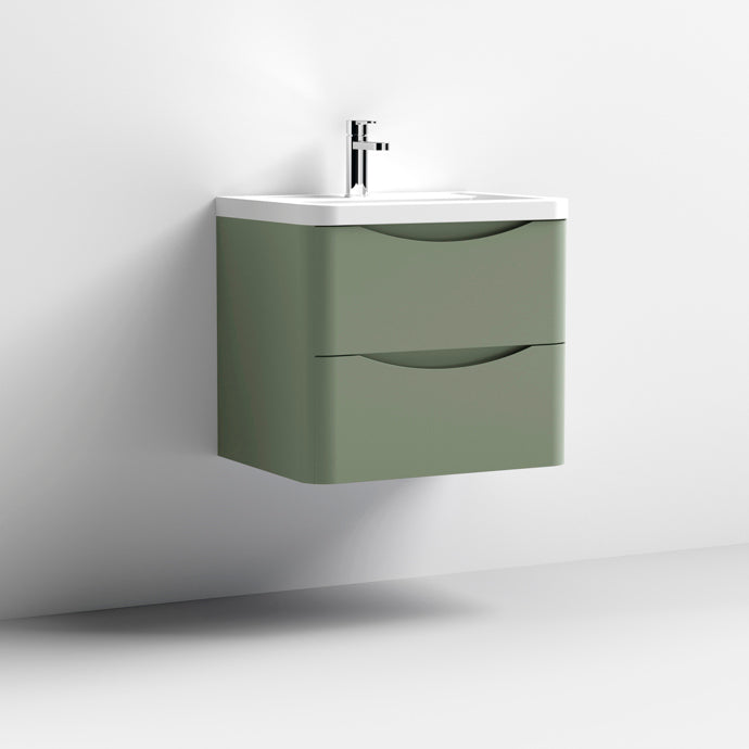 600mm Wall Hung 2 Drawer Vanity & Ceramic Basin