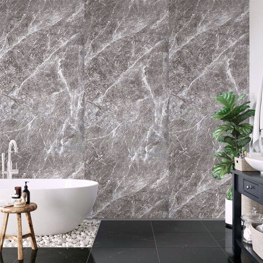 Dark Grey Marble - 1000mm x 2400mm x 10mm - Gloss - Waterproof - 1 Fire Rated