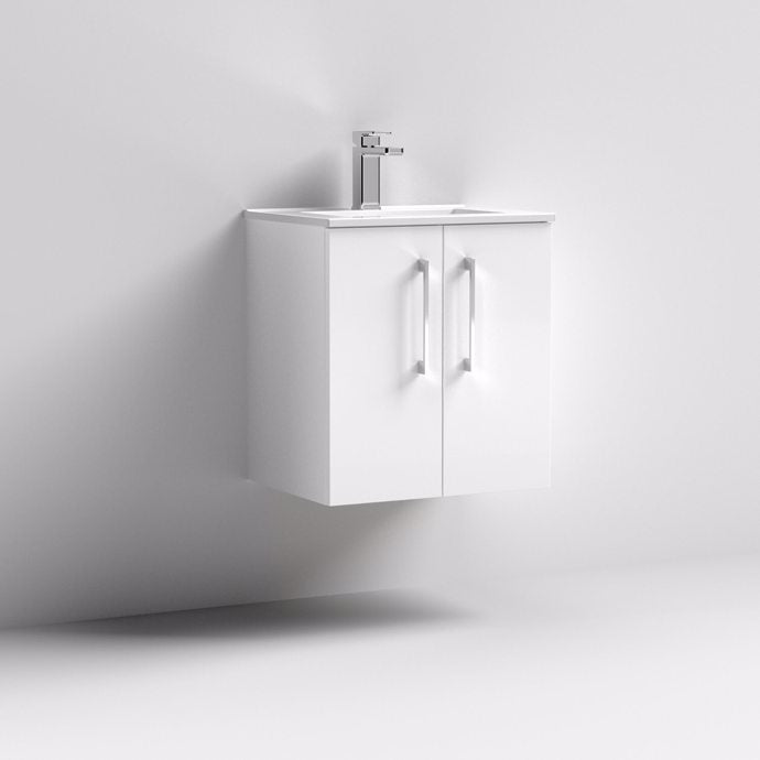 500mm Wall Hung 2 Door Vanity & Basin 2