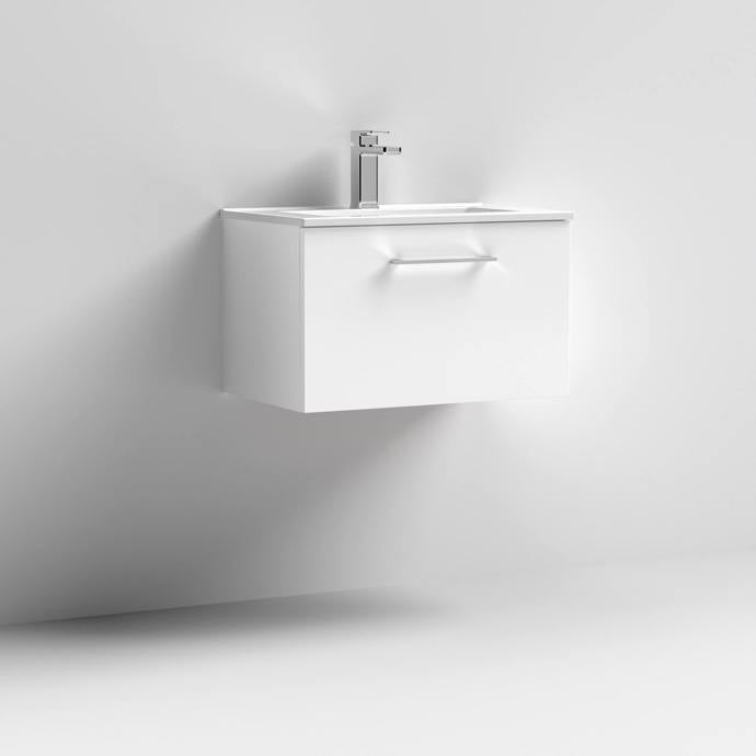 600mm Wall Hung 1 Drawer Vanity & Basin 2