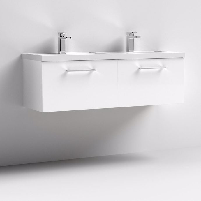 1200mm Wall Hung 2 Drawer Vanity & Double Basin (PMB424)