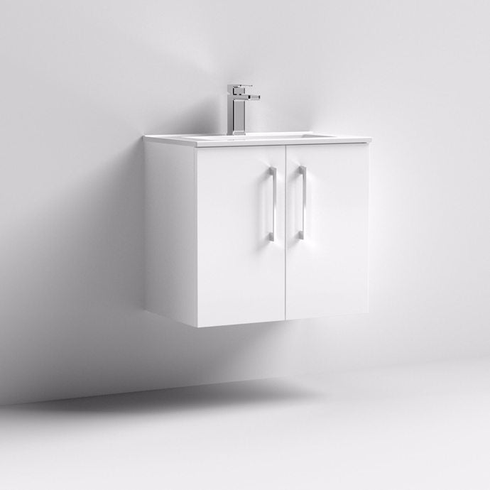 600mm Wall Hung 2 Door Vanity & Basin 2