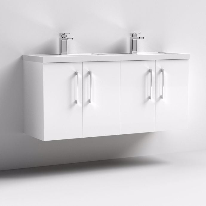 1200mm Wall Hung 4 Door Vanity & Double Basin (PMB424)