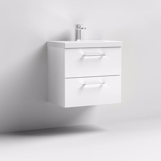 600mm Wall Hung 2 Drawer Vanity & Basin 1