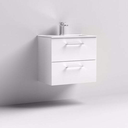 600mm Wall Hung 2 Drawer Vanity & Basin 2