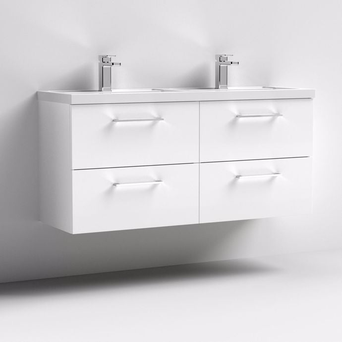 1200mm Wall Hung 4 Drawer Vanity & Double Basin (PMB424)