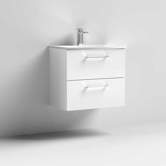 600mm Wall Hung 2 Drawer Vanity & Basin 4
