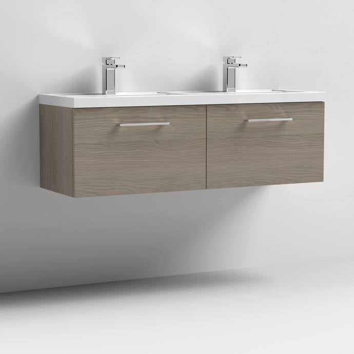 1200mm Wall Hung 2 Drawer Vanity & Double Basin (PMB424)