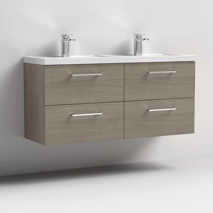 1200mm Wall Hung 4 Drawer Vanity & Double Basin (PMB424)