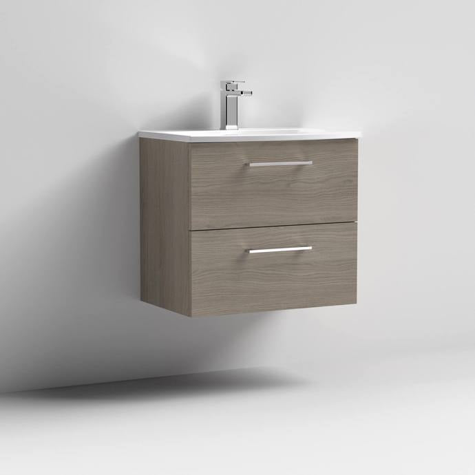 600mm Wall Hung 2 Drawer Vanity & Basin 4