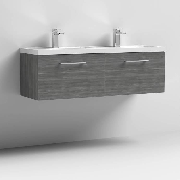 1200mm Wall Hung 2 Drawer Vanity & Double Basin (PMB424)