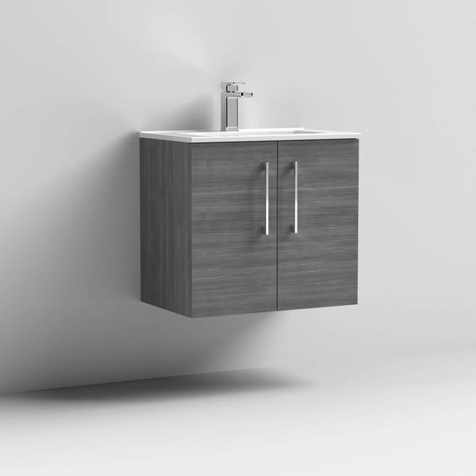 600mm Wall Hung 2 Door Vanity & Basin 2