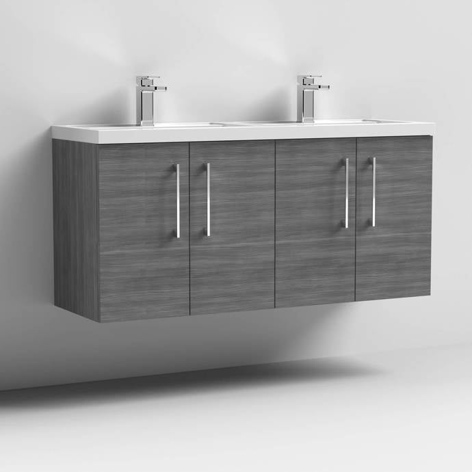 1200mm Wall Hung 4 Door Vanity & Double Basin (PMB424)