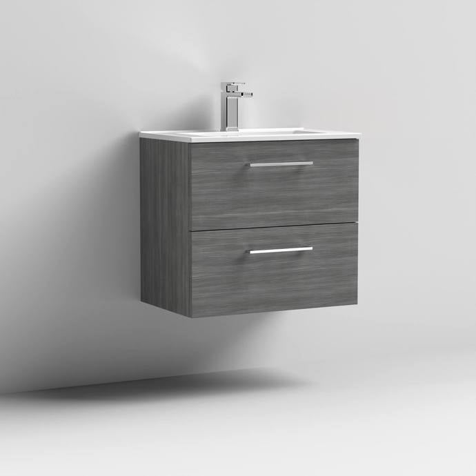 600mm Wall Hung 2 Drawer Vanity & Basin 2