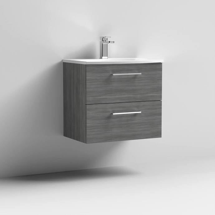 600mm Wall Hung 2 Drawer Vanity & Basin 4