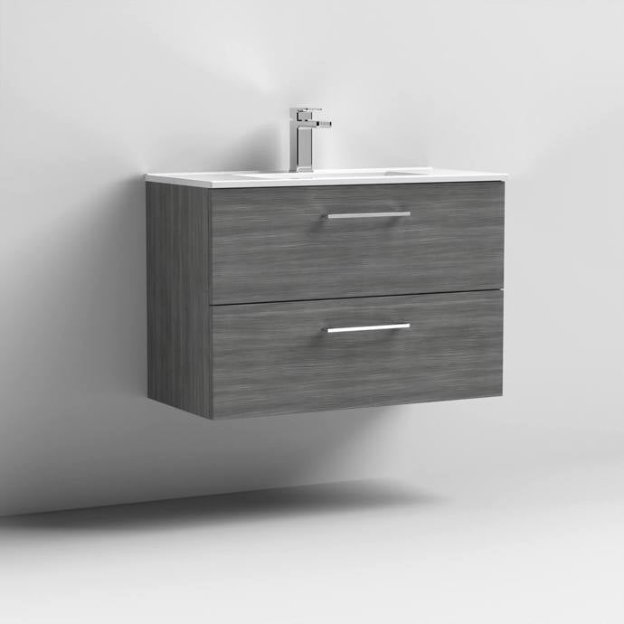 800mm Wall Hung 2 Drawer Vanity & Basin 2