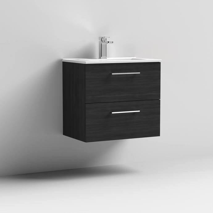 600mm Wall Hung 2 Drawer Vanity & Basin 2