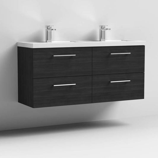 1200mm Wall Hung 4 Drawer Vanity & Double Basin (PMB424)