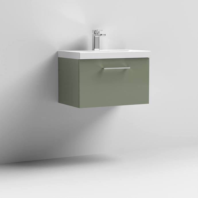 600mm Wall Hung 1 Drawer Vanity & Basin 1