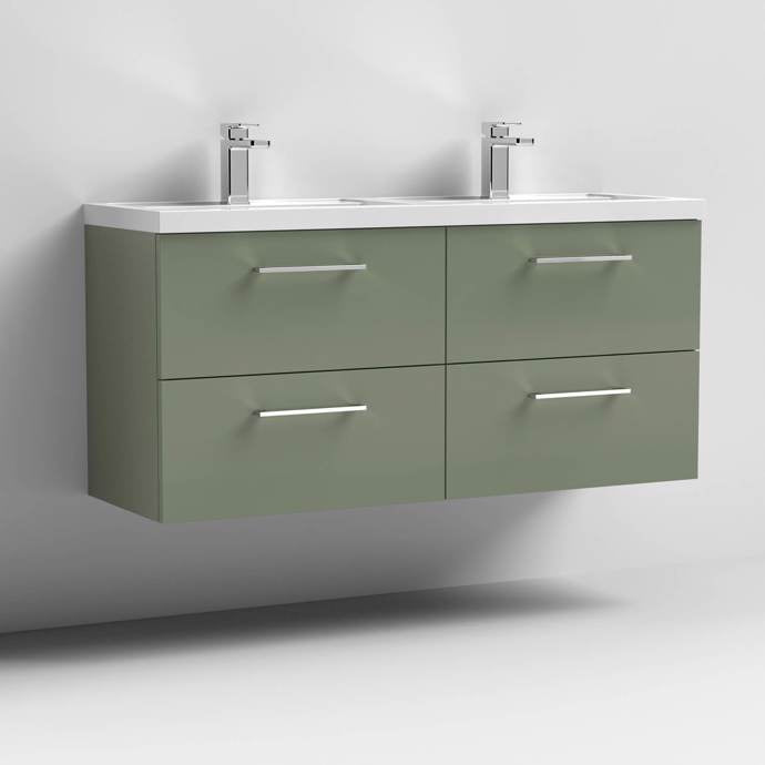 1200mm Wall Hung 4 Drawer Vanity & Double Basin (PMB424)