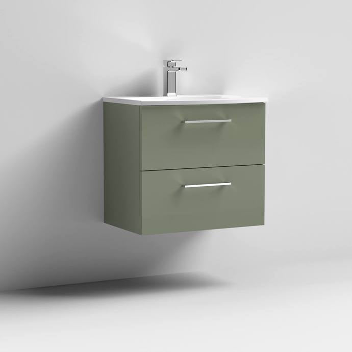 600mm Wall Hung 2 Drawer Vanity & Basin 4