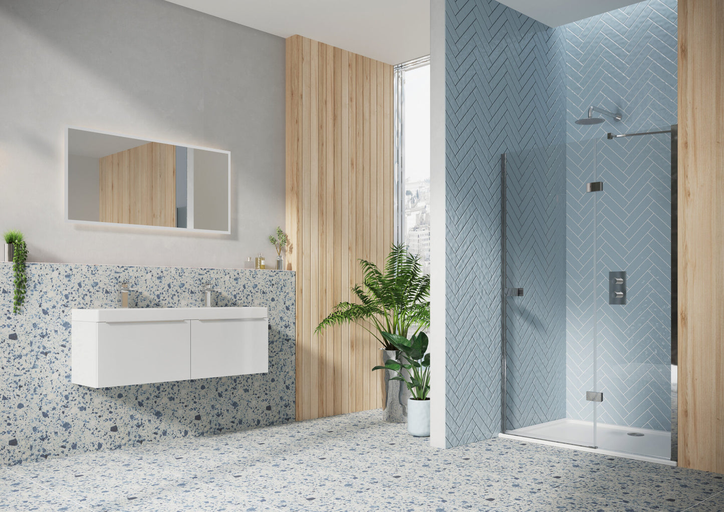 Athena Hinged Door & in-line - Chrome 800mm