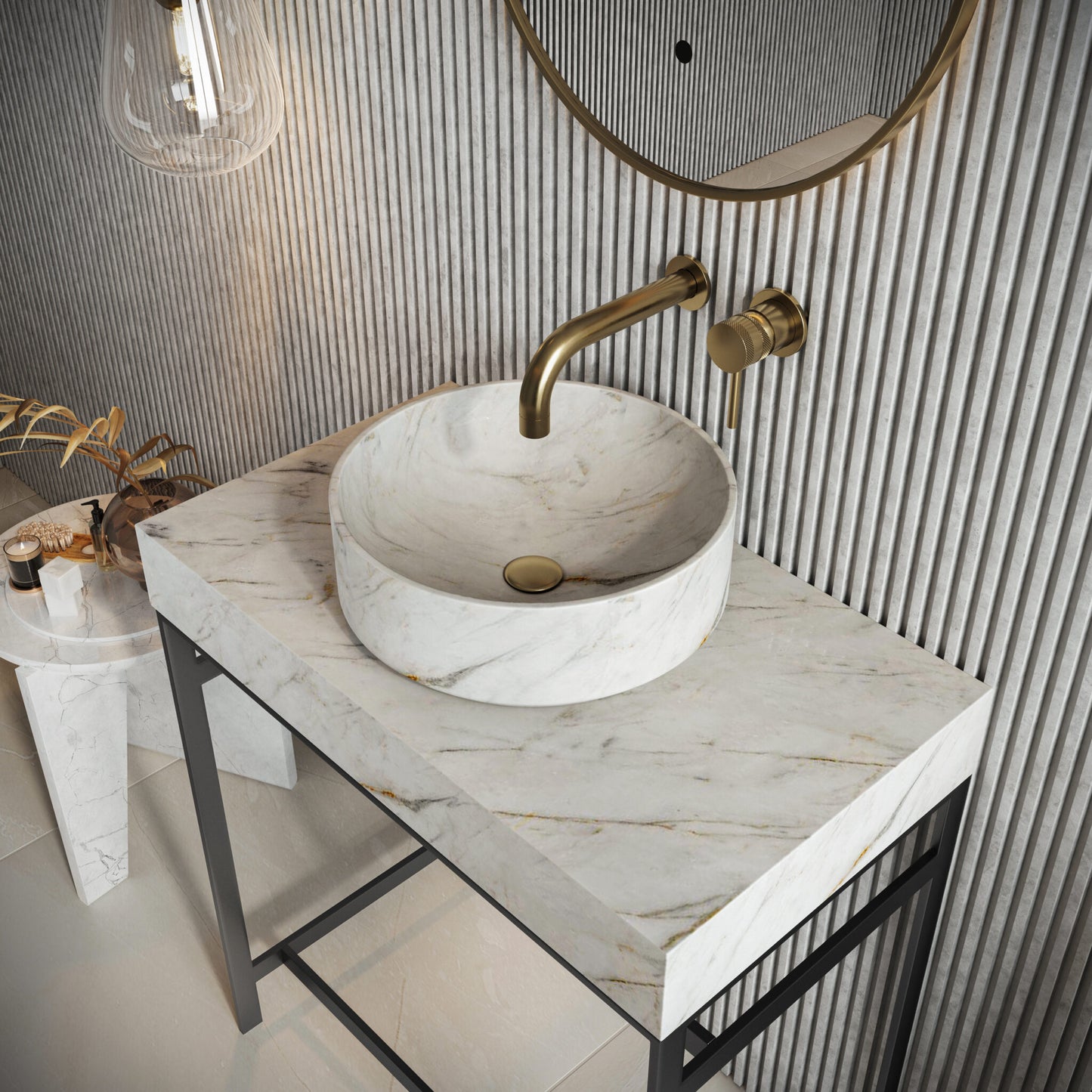 ARABESCATO ROUND MARBLE BASIN
