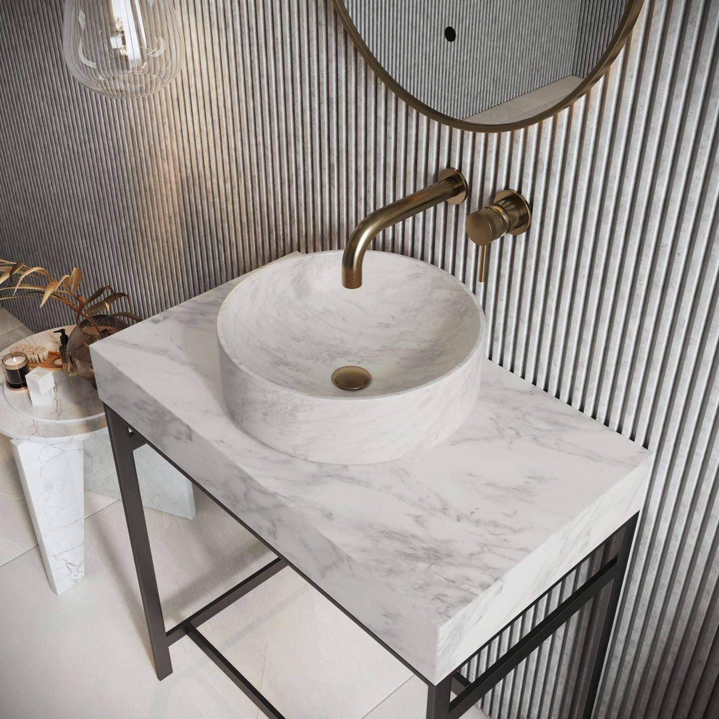 VENATO CARRARA ROUND MARBLE BASIN