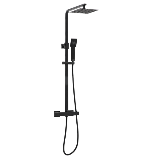Lunar Black Square Rigid Riser Shower