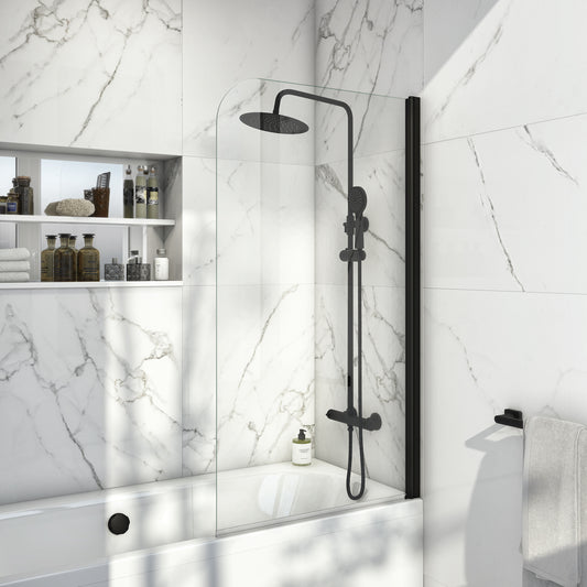 Radius Edge 6mm Thick Bath Screen -Black
