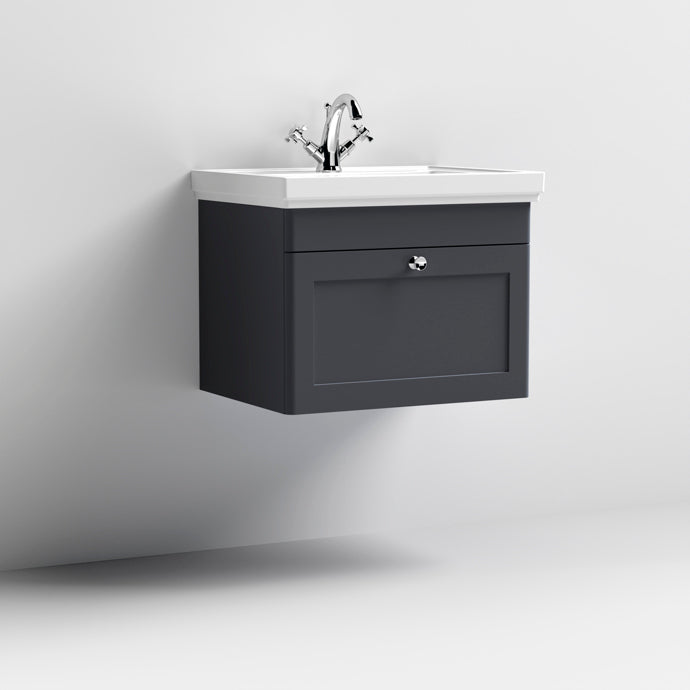 600mm Wall Hung 1-Drawer Vanity & Basin 1TH