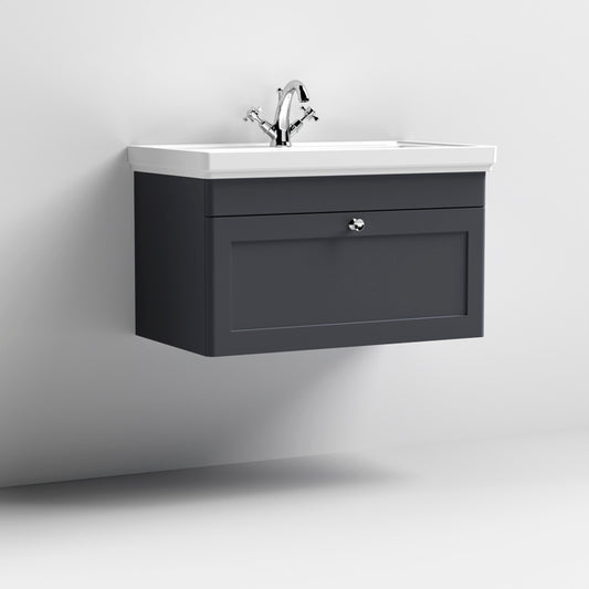 800mm Wall Hung 1-Drawer Vanity & Basin 1TH