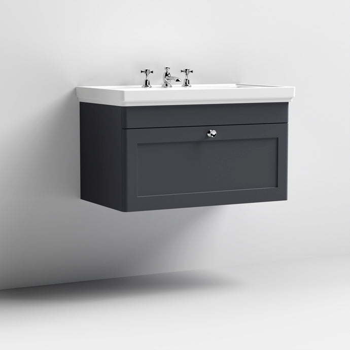 800mm Wall Hung 1-Drawer Vanity & Basin 3TH
