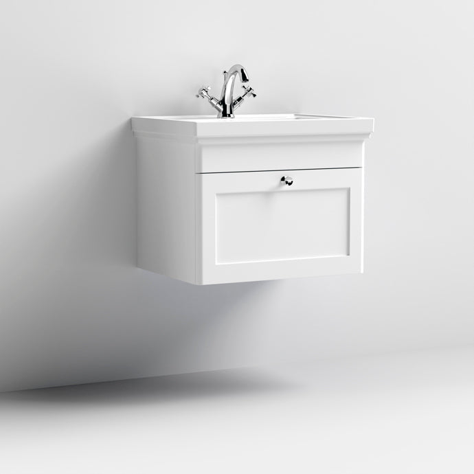 600mm Wall Hung 1-Drawer Vanity & Basin 1TH