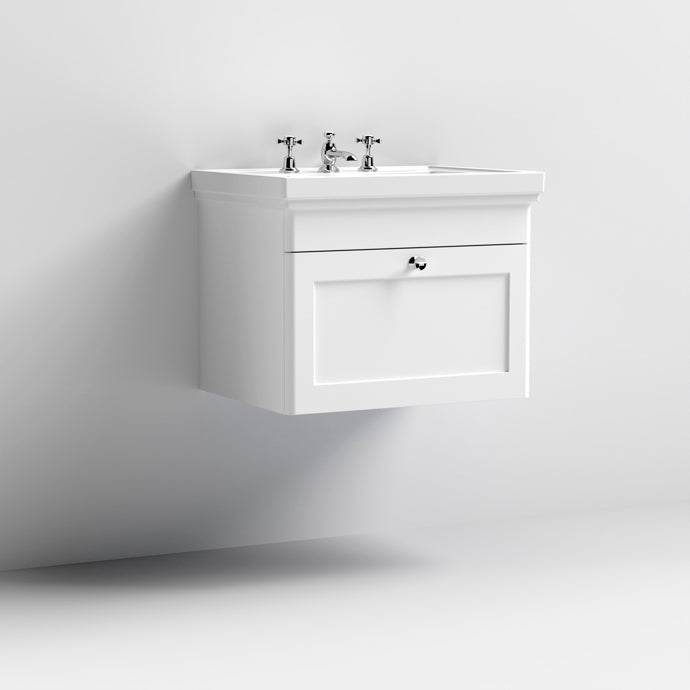 600mm Wall Hung 1-Drawer Vanity & Basin 3TH